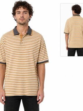 Men's Slazenger C.C. Golf Polo Shirt Stripe Short Sleeve Sz L 100% cotton